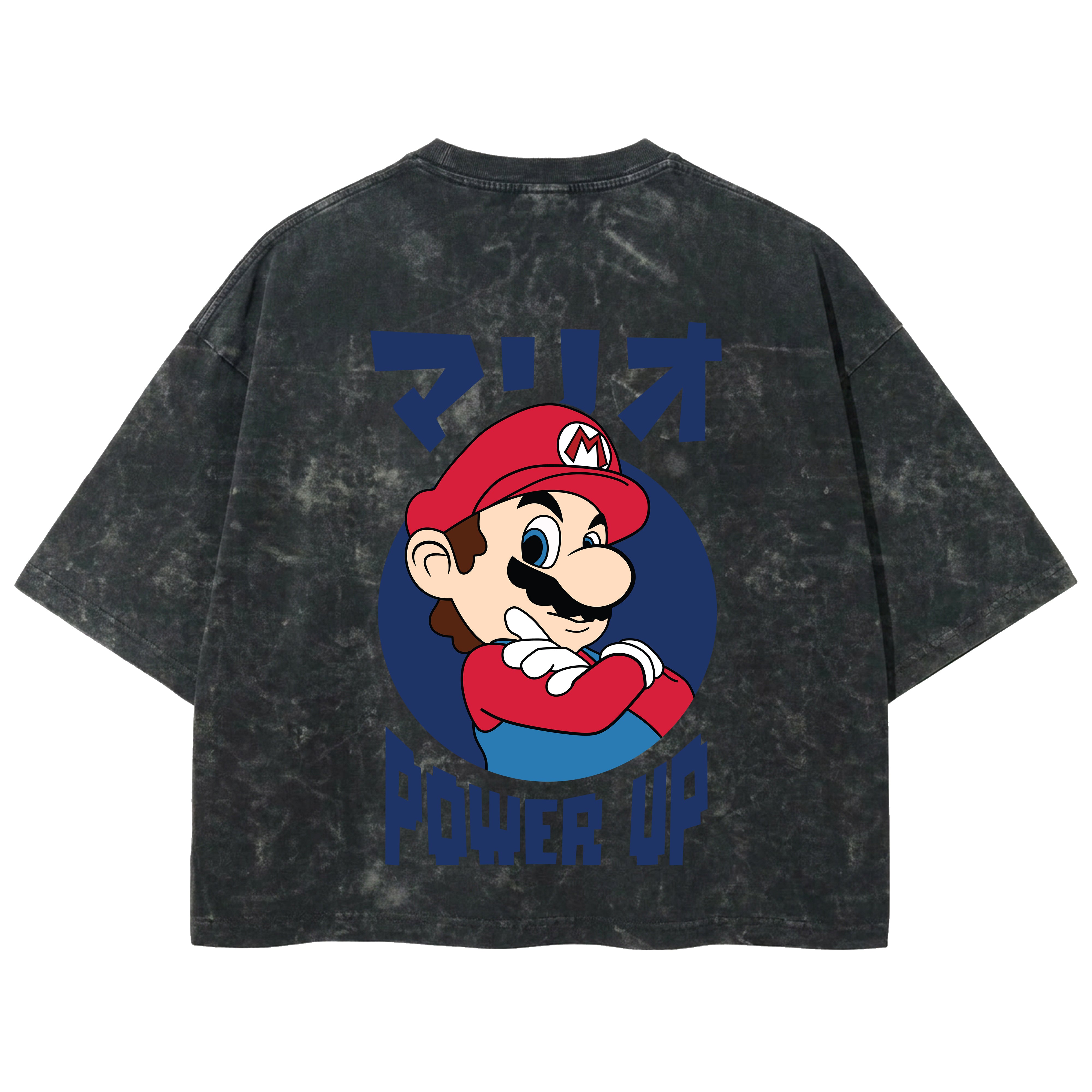 Playera streetwear premium de anime y gaming ExtraLife MX, corte boxy deluxe mineral wash heavyweight en color Acid Wash, moda urbana mexicana de culto.