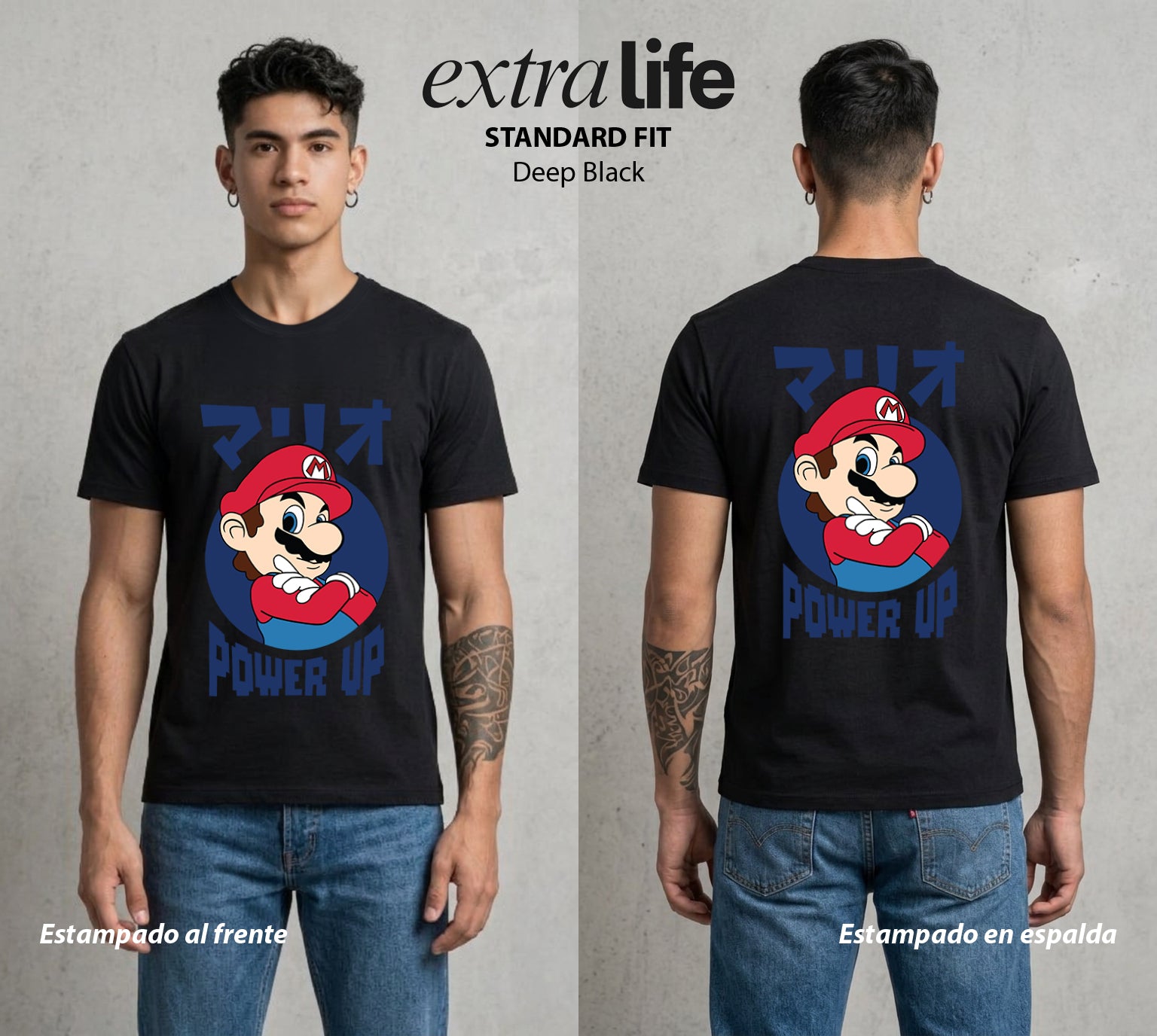 El Reino del Fontanero | El Campeon del Hongo #02256 - Playera Standard Fit | Deep Black - Foto en modelo