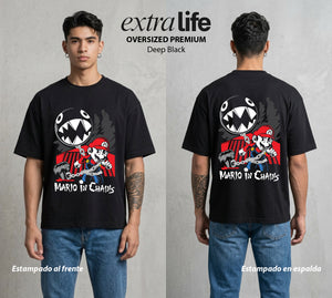El Reino del Fontanero | El Viajero del Reino #02257 - Playera Oversized Premium | Deep Black - Foto en modelo