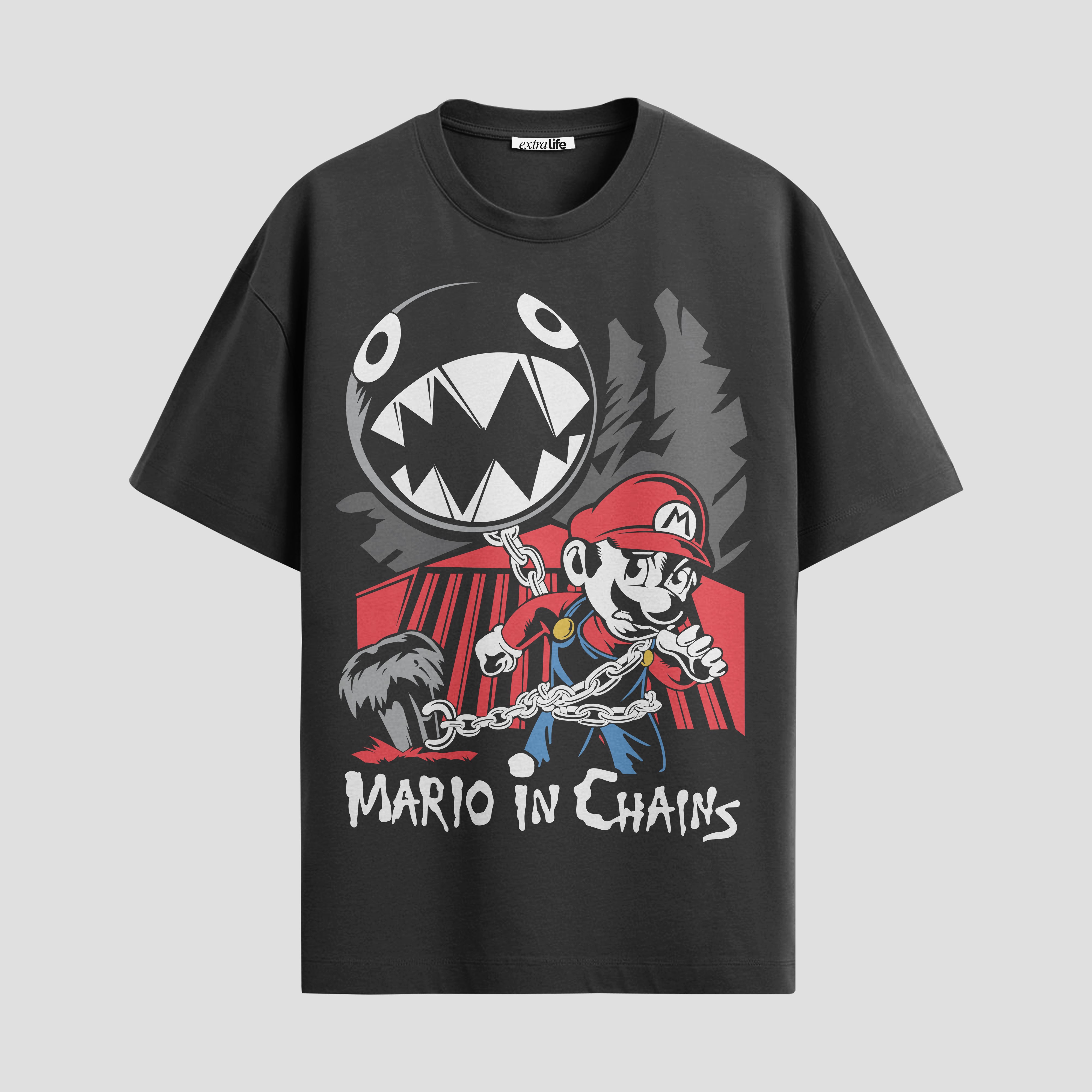 Playera urbana de anime y gaming ExtraLife MX, corte Standard Fit unisex ligero y transpirable en color Deep Black y Pure White, ropa de uso diario para gym y casual.