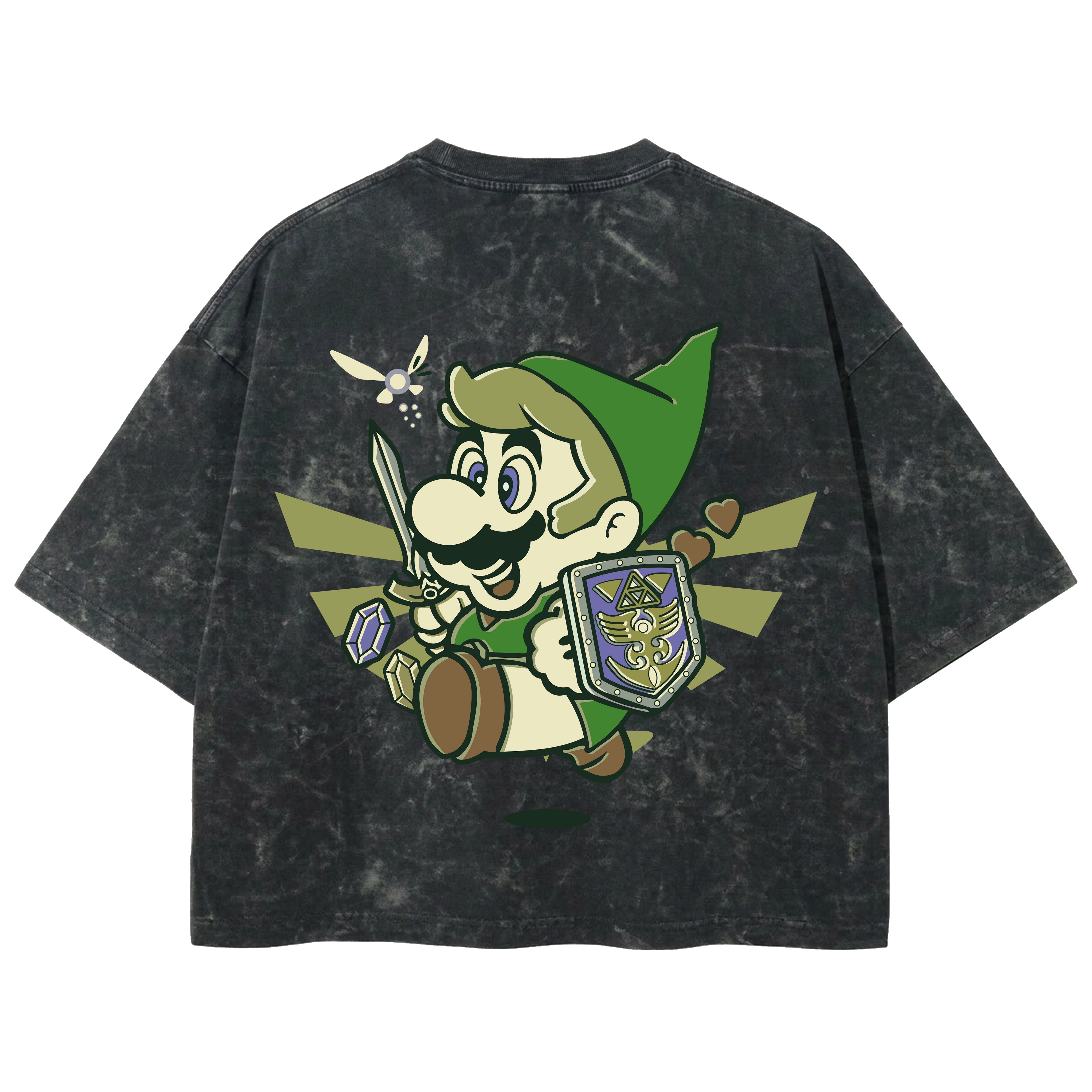 Playera streetwear premium de anime y gaming ExtraLife MX, corte boxy deluxe mineral wash heavyweight en color Acid Wash, moda urbana mexicana de culto.