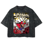 Playera streetwear premium de anime y gaming ExtraLife MX, corte boxy deluxe mineral wash heavyweight en color Acid Wash, moda urbana mexicana de culto.