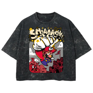 Playera streetwear premium de anime y gaming ExtraLife MX, corte boxy deluxe mineral wash heavyweight en color Acid Wash, moda urbana mexicana de culto.