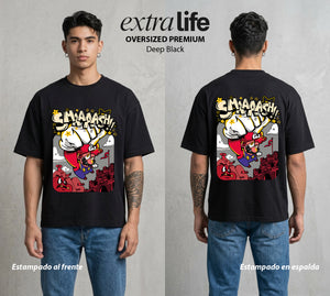 El Reino del Fontanero | El Saltador del Reino #02261 - Playera Oversized Premium | Deep Black - Foto en modelo