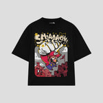 Playera streetwear premium de anime y gaming ExtraLife MX, corte oversized drop shoulder ligero y fresco en color Deep Black y Off-White, moda urbana mexicana de culto.