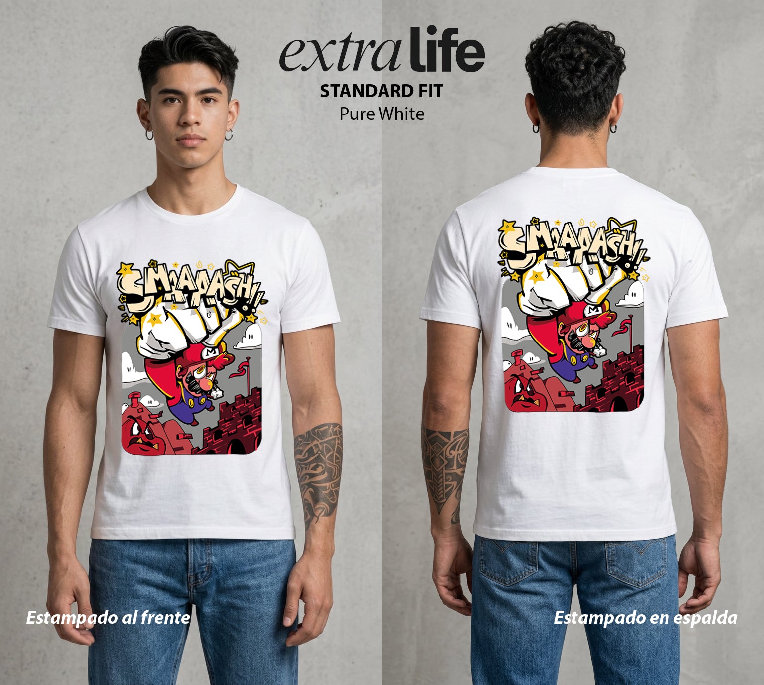 El Reino del Fontanero | El Saltador del Reino #02261 - Playera Standard Fit | Pure White - Foto en modelo