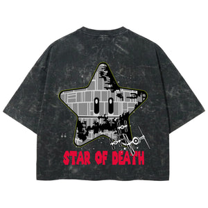 Playera streetwear premium de anime y gaming ExtraLife MX, corte boxy deluxe mineral wash heavyweight en color Acid Wash, moda urbana mexicana de culto.