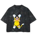 Playera streetwear premium de anime y gaming ExtraLife MX, corte boxy deluxe mineral wash heavyweight en color Acid Wash, moda urbana mexicana de culto.