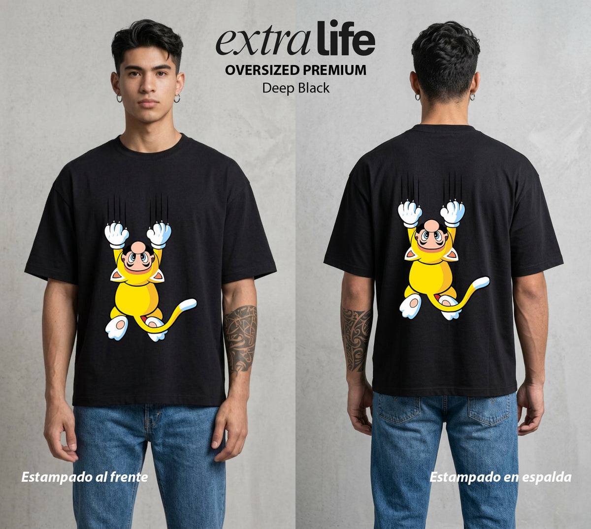 El Reino del Fontanero | El Fontanero Estelar #02266 - Playera Oversized Premium | Deep Black - Foto en modelo