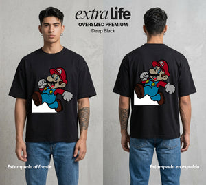 El Reino del Fontanero | El Heroe del Reino #02267 - Playera Oversized Premium | Deep Black - Foto en modelo