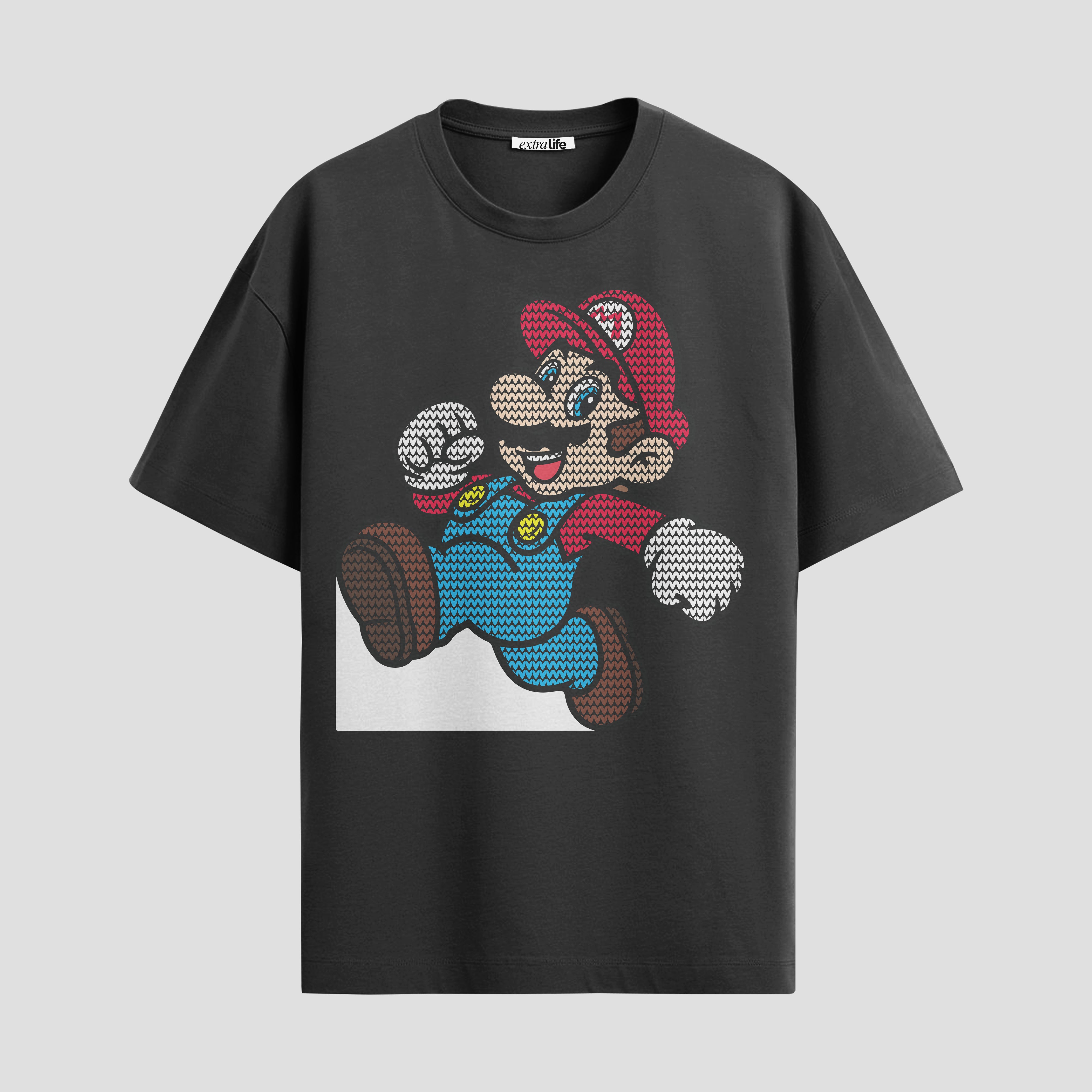 Playera urbana de anime y gaming ExtraLife MX, corte Standard Fit unisex ligero y transpirable en color Deep Black y Pure White, ropa de uso diario para gym y casual.