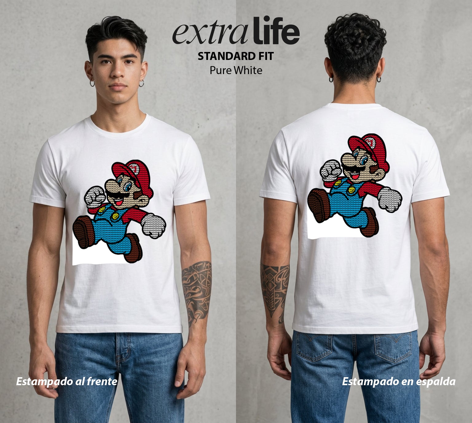 El Reino del Fontanero | El Heroe del Reino #02267 - Playera Standard Fit | Pure White - Foto en modelo