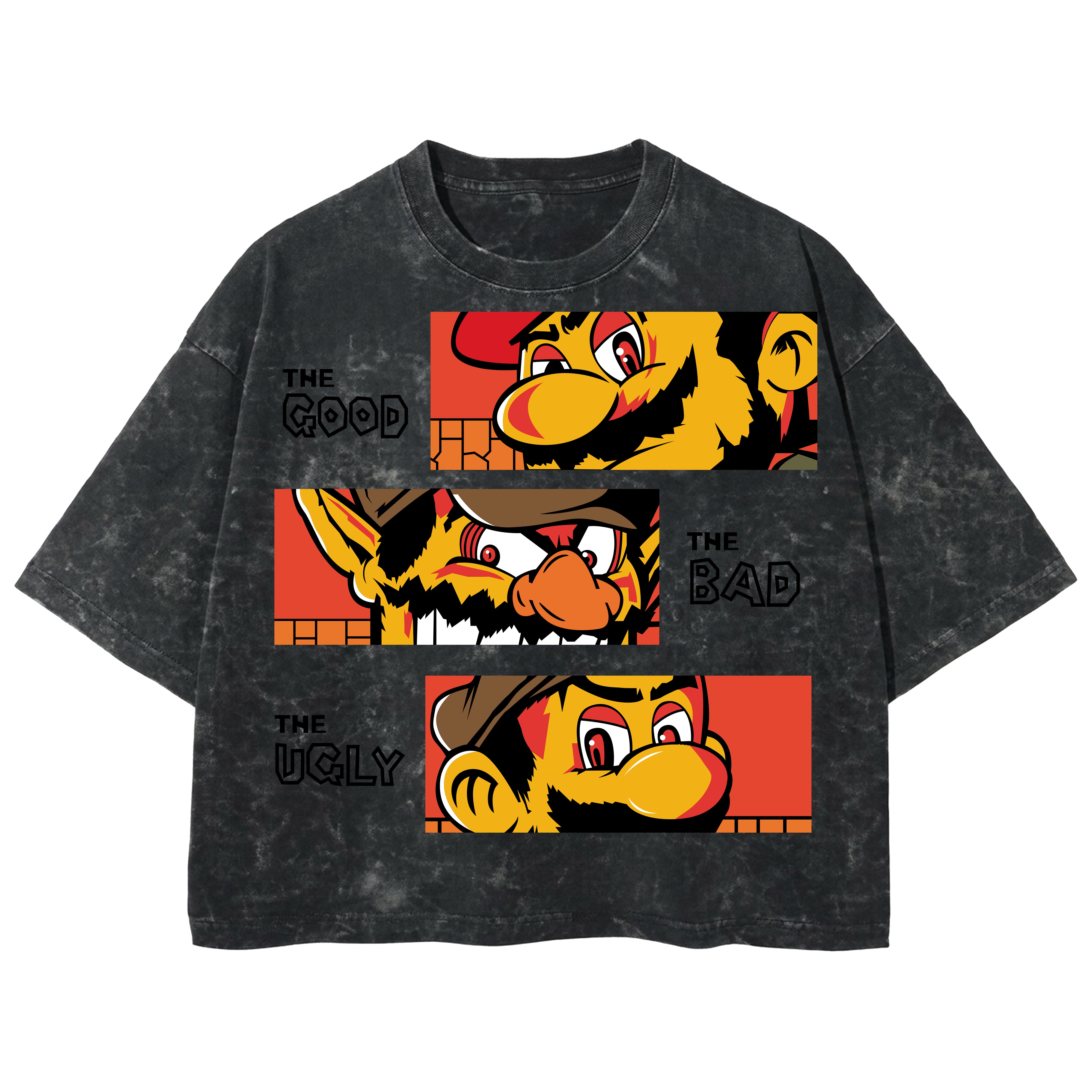 Playera streetwear premium de anime y gaming ExtraLife MX, corte boxy deluxe mineral wash heavyweight en color Acid Wash, moda urbana mexicana de culto.