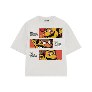 Playera streetwear premium de anime y gaming ExtraLife MX, corte oversized drop shoulder ligero y fresco en color Deep Black y Off-White, moda urbana mexicana de culto.
