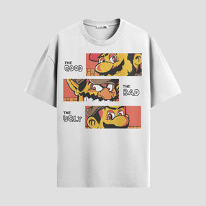Playera urbana de anime y gaming ExtraLife MX, corte Standard Fit unisex ligero y transpirable en color Deep Black y Pure White, ropa de uso diario para gym y casual.