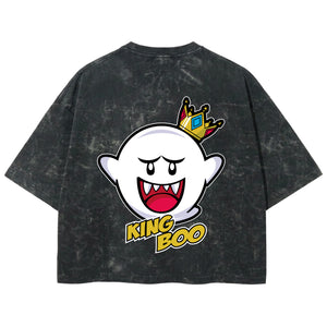 Playera streetwear premium de anime y gaming ExtraLife MX, corte boxy deluxe mineral wash heavyweight en color Acid Wash, moda urbana mexicana de culto.
