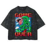 Playera streetwear premium de anime y gaming ExtraLife MX, corte boxy deluxe mineral wash heavyweight en color Acid Wash, moda urbana mexicana de culto.