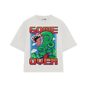 Playera streetwear premium de anime y gaming ExtraLife MX, corte oversized drop shoulder ligero y fresco en color Deep Black y Off-White, moda urbana mexicana de culto.