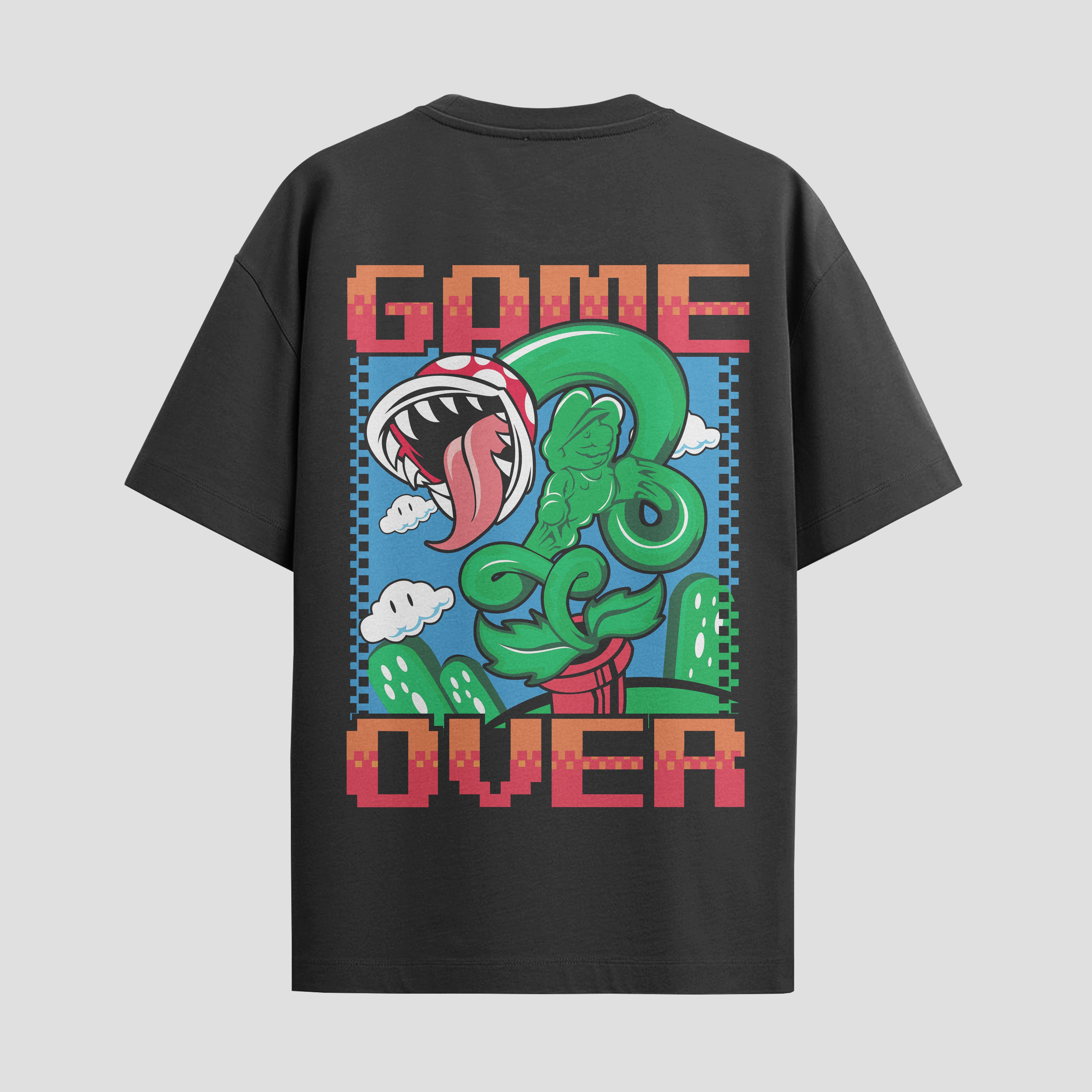 Playera urbana de anime y gaming ExtraLife MX, corte Standard Fit unisex ligero y transpirable en color Deep Black y Pure White, ropa de uso diario para gym y casual.
