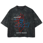 Playera streetwear premium de anime y gaming ExtraLife MX, corte boxy deluxe mineral wash heavyweight en color Acid Wash, moda urbana mexicana de culto.