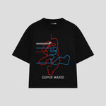 Playera streetwear premium de anime y gaming ExtraLife MX, corte oversized drop shoulder ligero y fresco en color Deep Black y Off-White, moda urbana mexicana de culto.