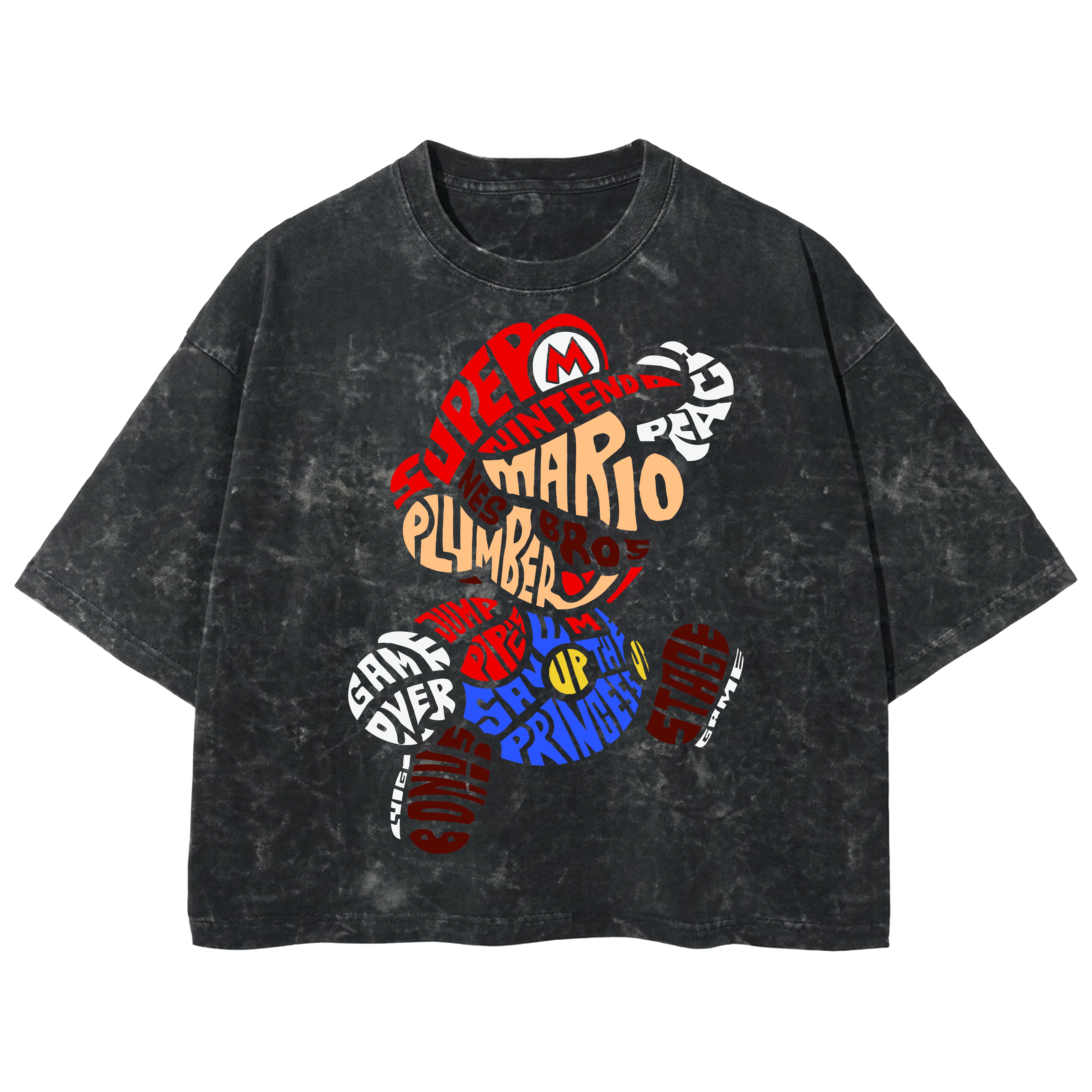 Playera streetwear premium de anime y gaming ExtraLife MX, corte boxy deluxe mineral wash heavyweight en color Acid Wash, moda urbana mexicana de culto.