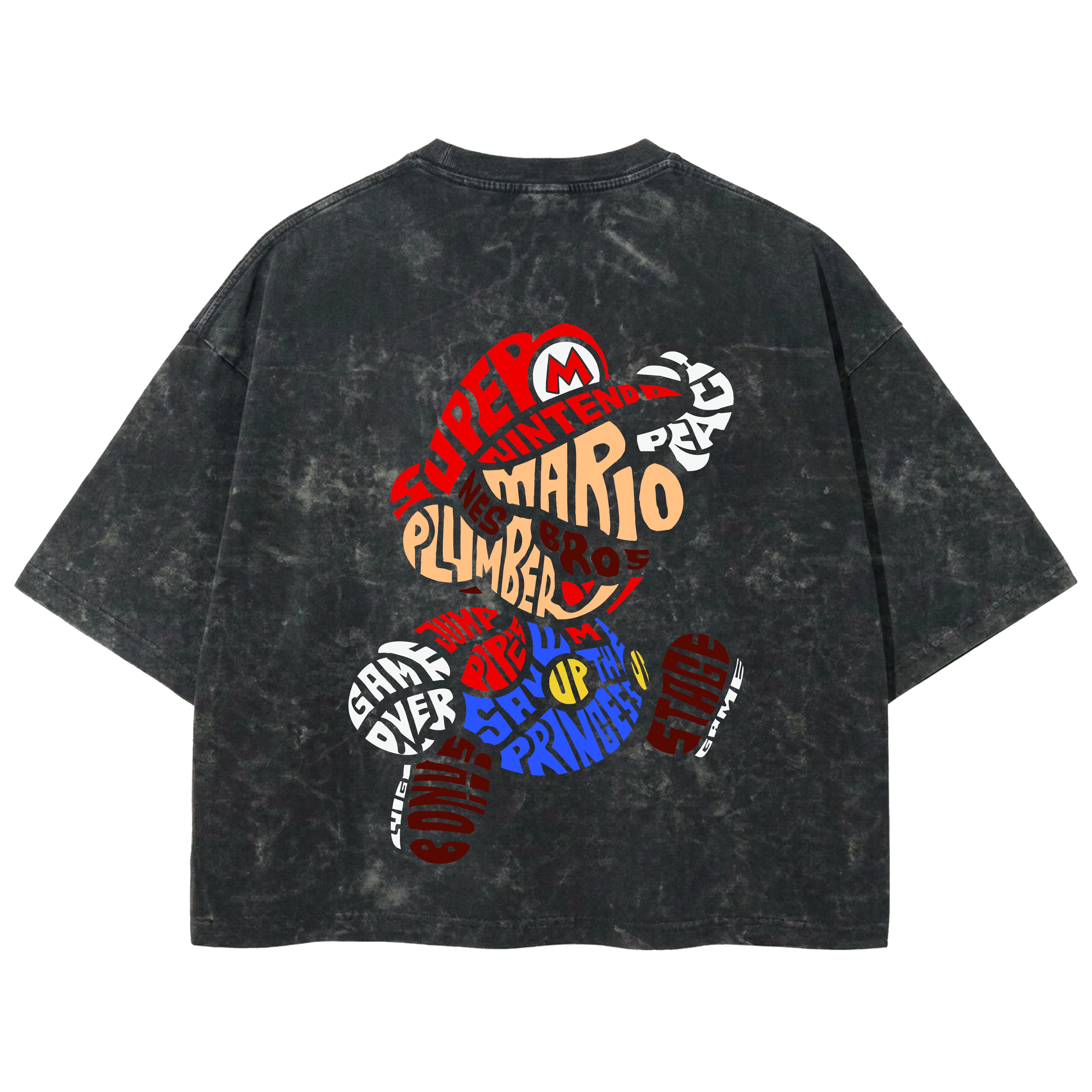 Playera streetwear premium de anime y gaming ExtraLife MX, corte boxy deluxe mineral wash heavyweight en color Acid Wash, moda urbana mexicana de culto.