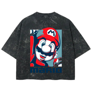 Playera streetwear premium de anime y gaming ExtraLife MX, corte boxy deluxe mineral wash heavyweight en color Acid Wash, moda urbana mexicana de culto.