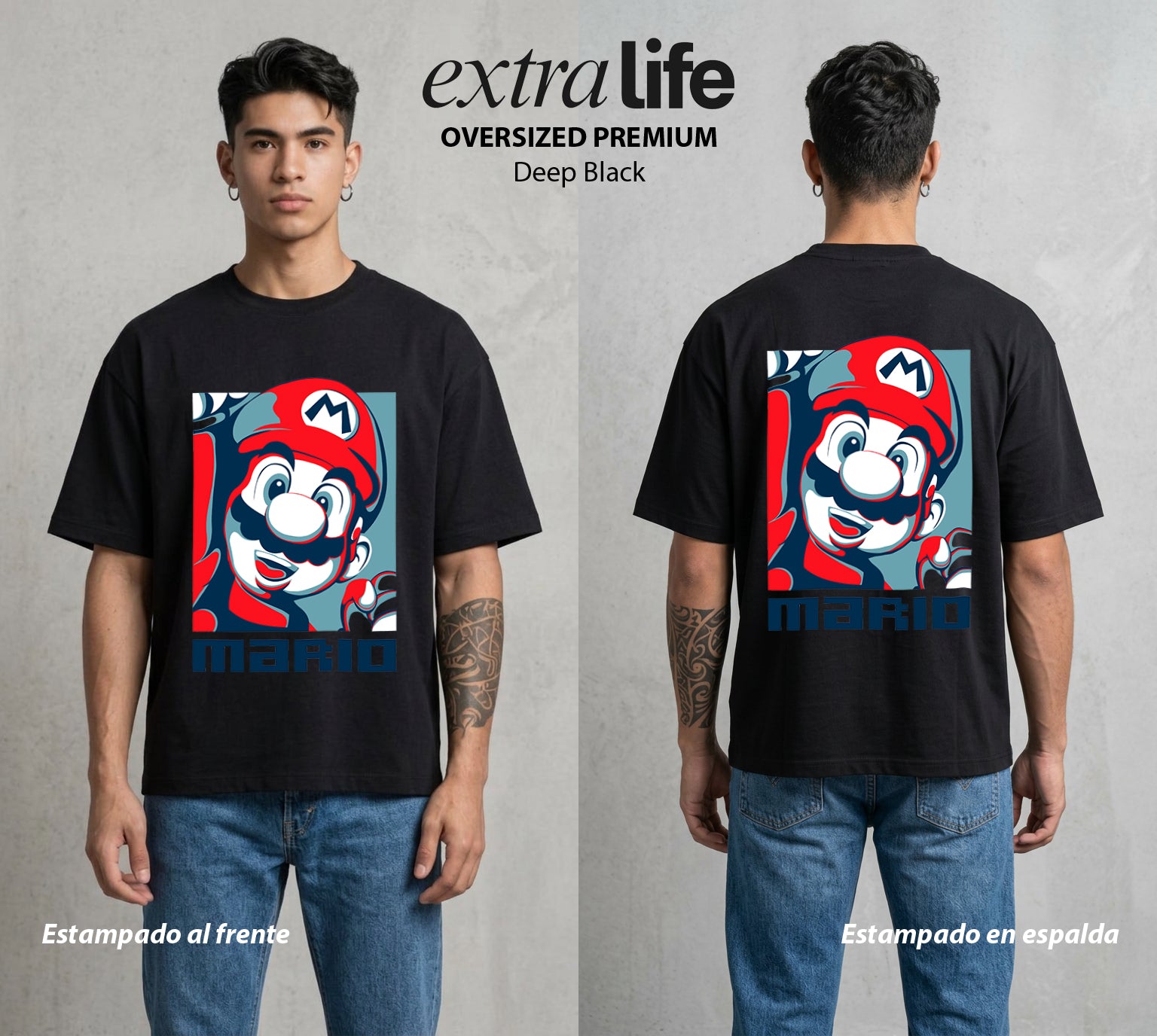 El Reino del Fontanero | El Fontanero del Bien #02276 - Playera Oversized Premium | Deep Black - Foto en modelo