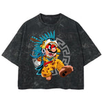 Playera streetwear premium de anime y gaming ExtraLife MX, corte boxy deluxe mineral wash heavyweight en color Acid Wash, moda urbana mexicana de culto.