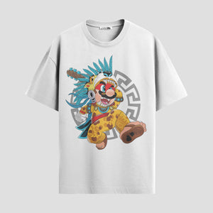 Playera urbana de anime y gaming ExtraLife MX, corte Standard Fit unisex ligero y transpirable en color Deep Black y Pure White, ropa de uso diario para gym y casual.