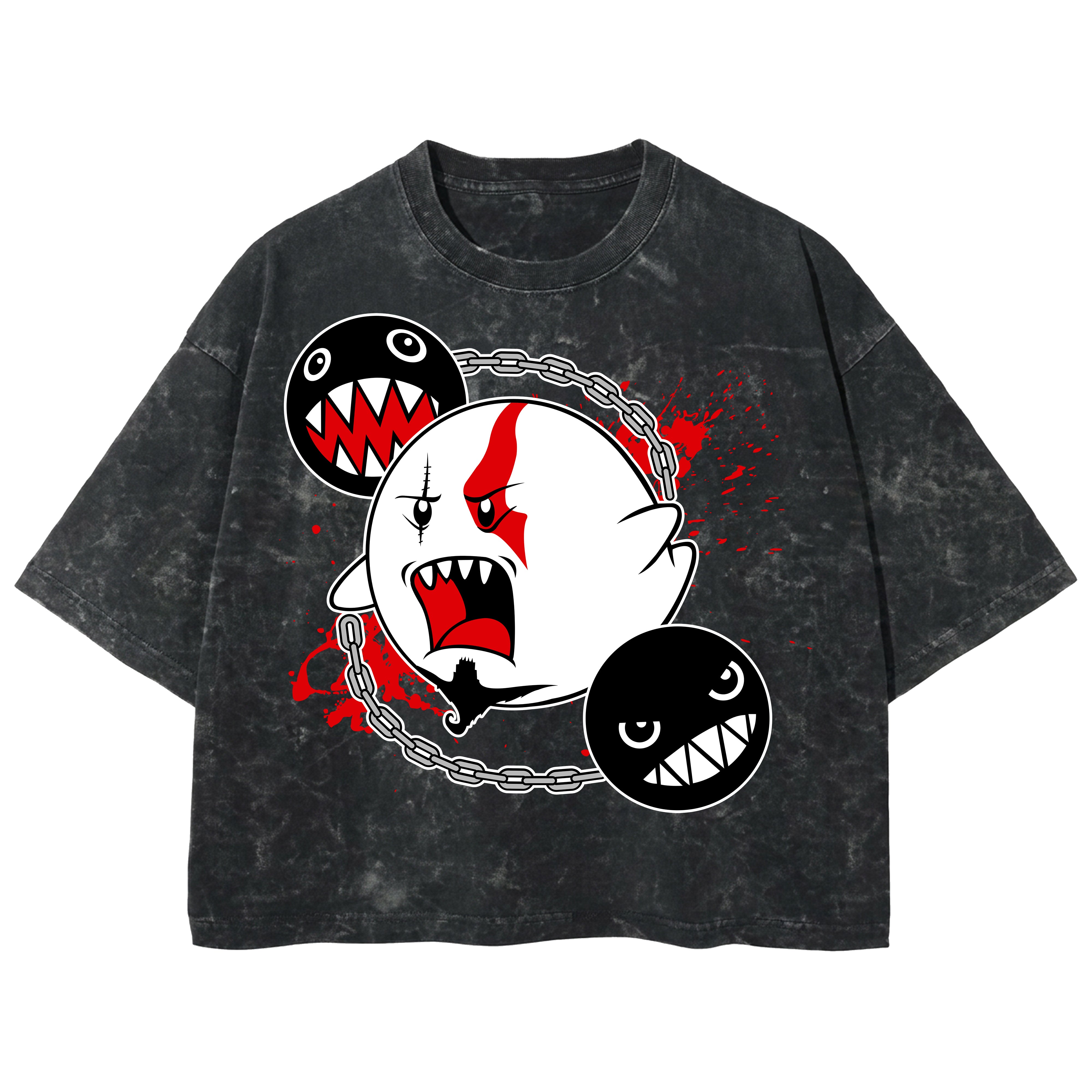 Playera streetwear premium de anime y gaming ExtraLife MX, corte boxy deluxe mineral wash heavyweight en color Acid Wash, moda urbana mexicana de culto.