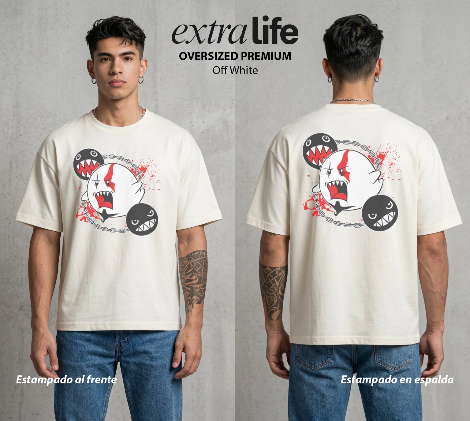 El Reino del Fontanero | El Fontanero Estelar #02278 - Playera Oversized Premium | Off White - Foto en modelo