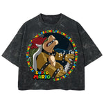 Playera streetwear premium de anime y gaming ExtraLife MX, corte boxy deluxe mineral wash heavyweight en color Acid Wash, moda urbana mexicana de culto.