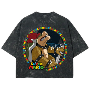 Playera streetwear premium de anime y gaming ExtraLife MX, corte boxy deluxe mineral wash heavyweight en color Acid Wash, moda urbana mexicana de culto.