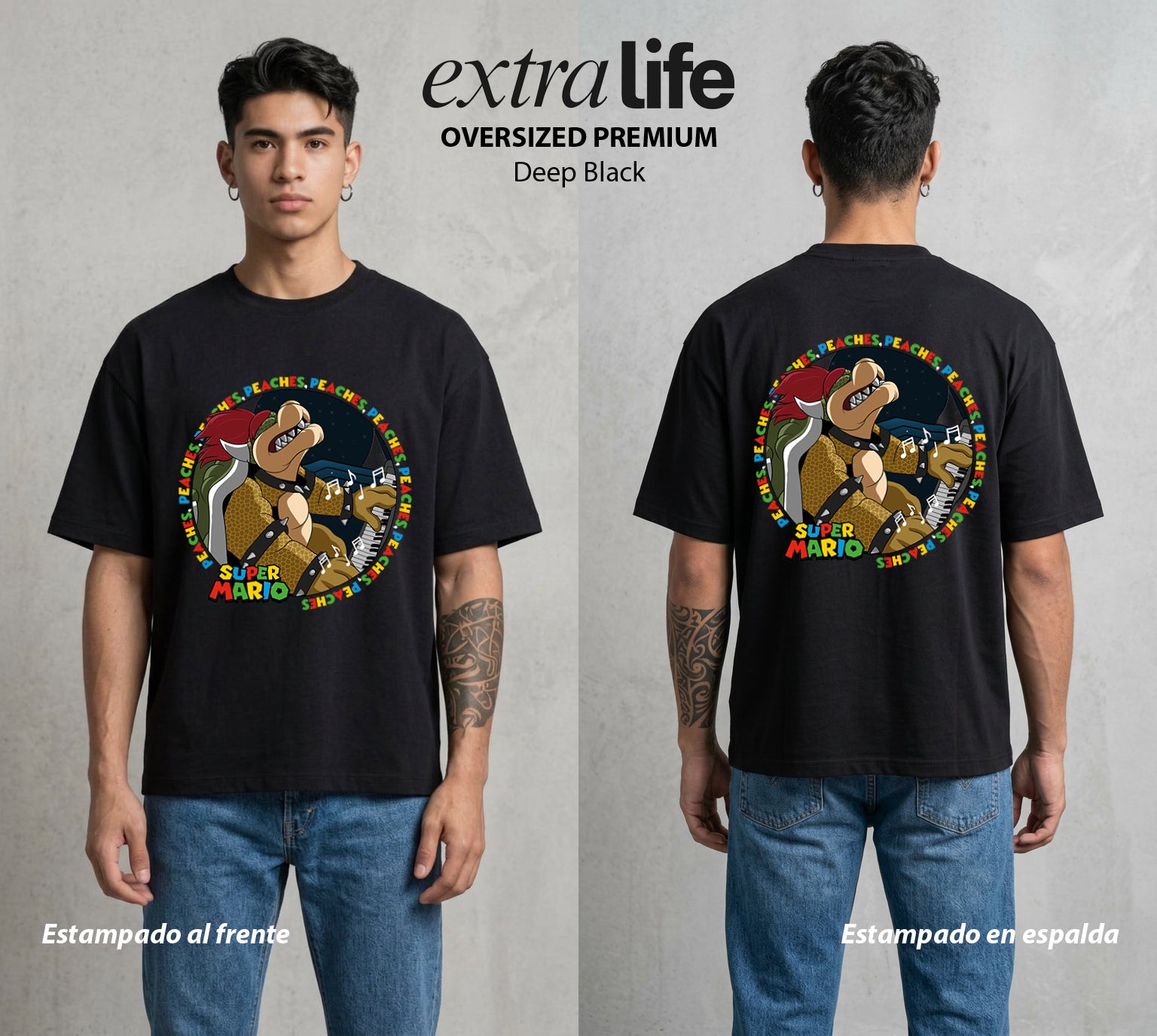 El Reino del Fontanero | El Fontanero Estelar #02279 - Playera Oversized Premium | Deep Black - Foto en modelo