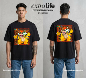 El Reino del Fontanero | El Heroe del Reino #02280 - Playera Oversized Premium | Deep Black - Foto en modelo