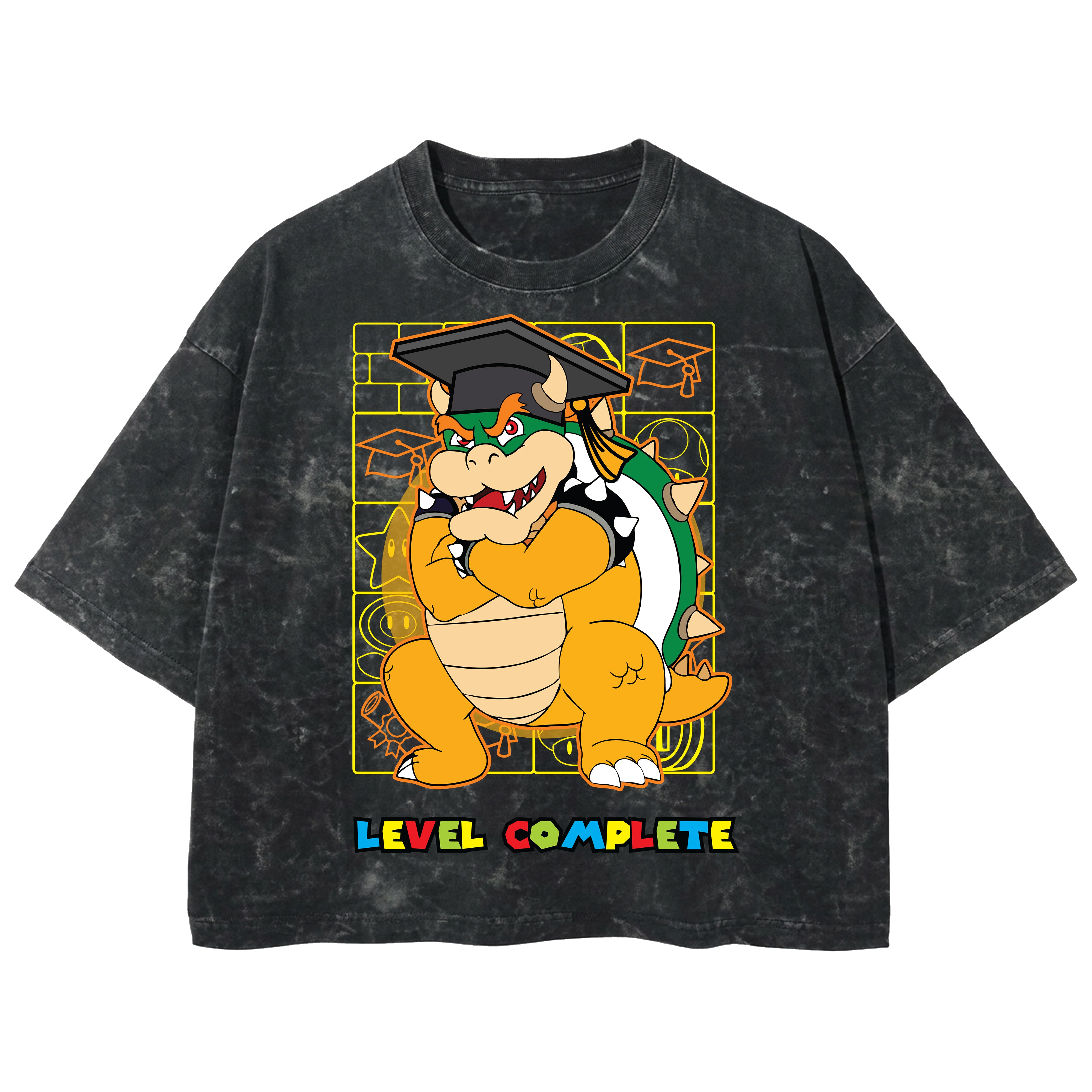 Playera streetwear premium de anime y gaming ExtraLife MX, corte boxy deluxe mineral wash heavyweight en color Acid Wash, moda urbana mexicana de culto.