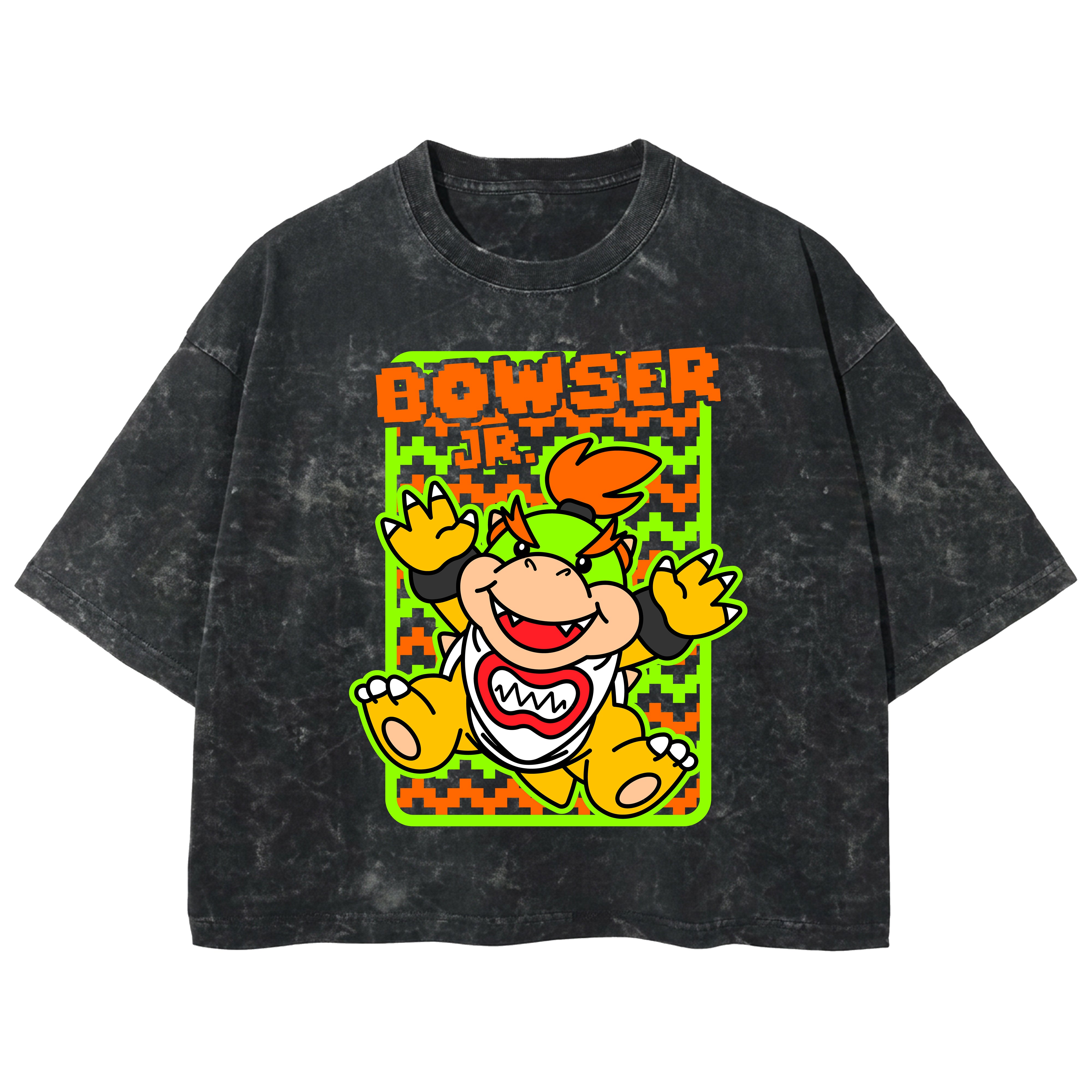 Playera streetwear premium de anime y gaming ExtraLife MX, corte boxy deluxe mineral wash heavyweight en color Acid Wash, moda urbana mexicana de culto.