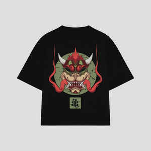 Playera streetwear premium de anime y gaming ExtraLife MX, corte oversized drop shoulder ligero y fresco en color Deep Black y Off-White, moda urbana mexicana de culto.