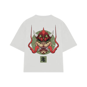 Playera streetwear premium de anime y gaming ExtraLife MX, corte oversized drop shoulder ligero y fresco en color Deep Black y Off-White, moda urbana mexicana de culto.