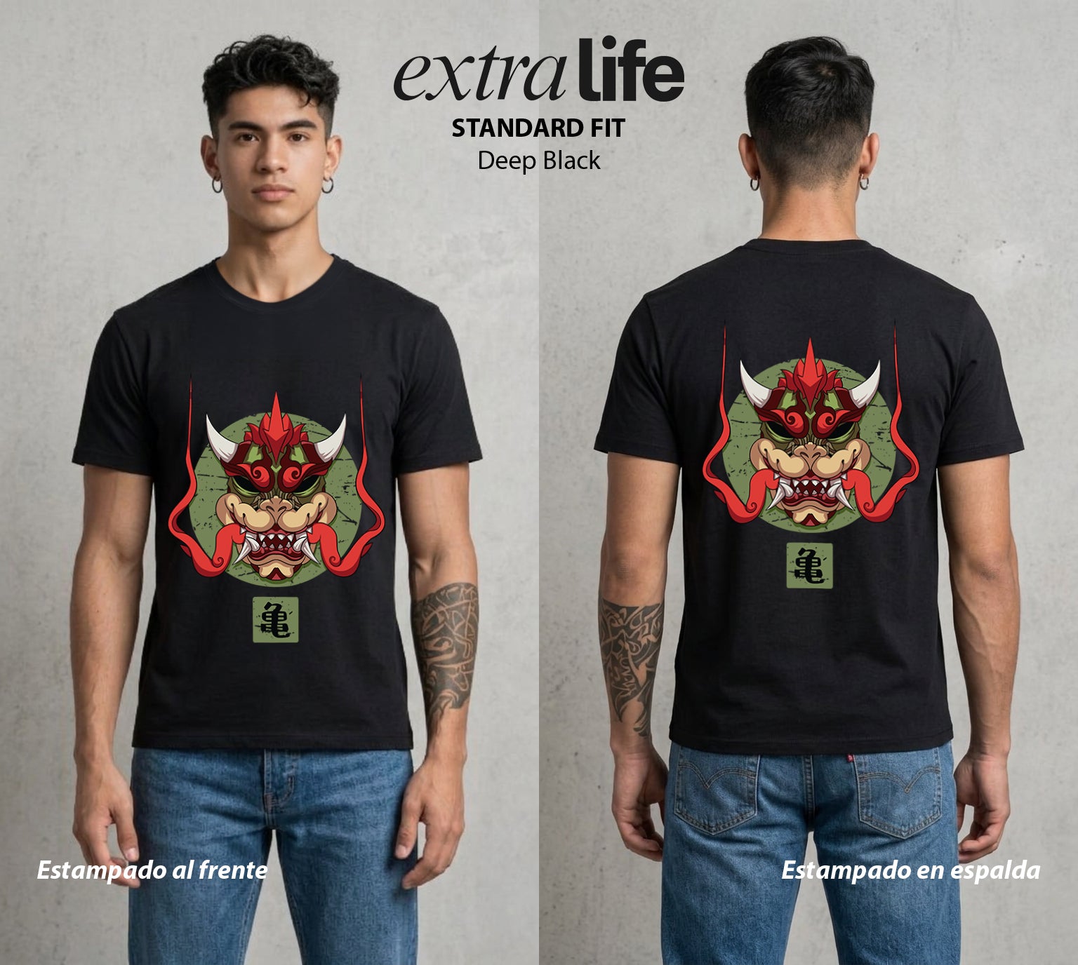 El Reino del Fontanero | El Fontanero Estelar Samurai #02285 - Playera Standard Fit | Deep Black - Foto en modelo