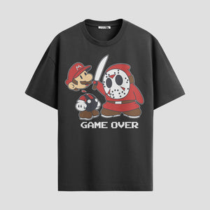 Playera urbana de anime y gaming ExtraLife MX, corte Standard Fit unisex ligero y transpirable en color Deep Black y Pure White, ropa de uso diario para gym y casual.
