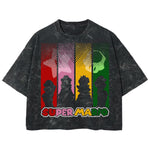Playera streetwear premium de anime y gaming ExtraLife MX, corte boxy deluxe mineral wash heavyweight en color Acid Wash, moda urbana mexicana de culto.