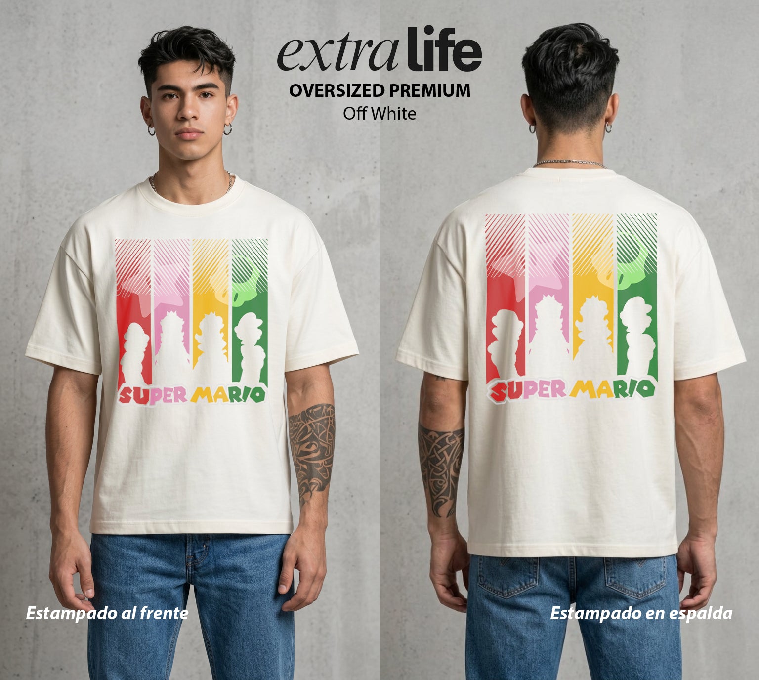El Reino del Fontanero | El Saltador del Reino #02295 - Playera Oversized Premium | Off White - Foto en modelo