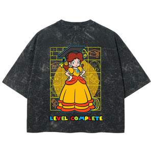 Playera streetwear premium de anime y gaming ExtraLife MX, corte boxy deluxe mineral wash heavyweight en color Acid Wash, moda urbana mexicana de culto.