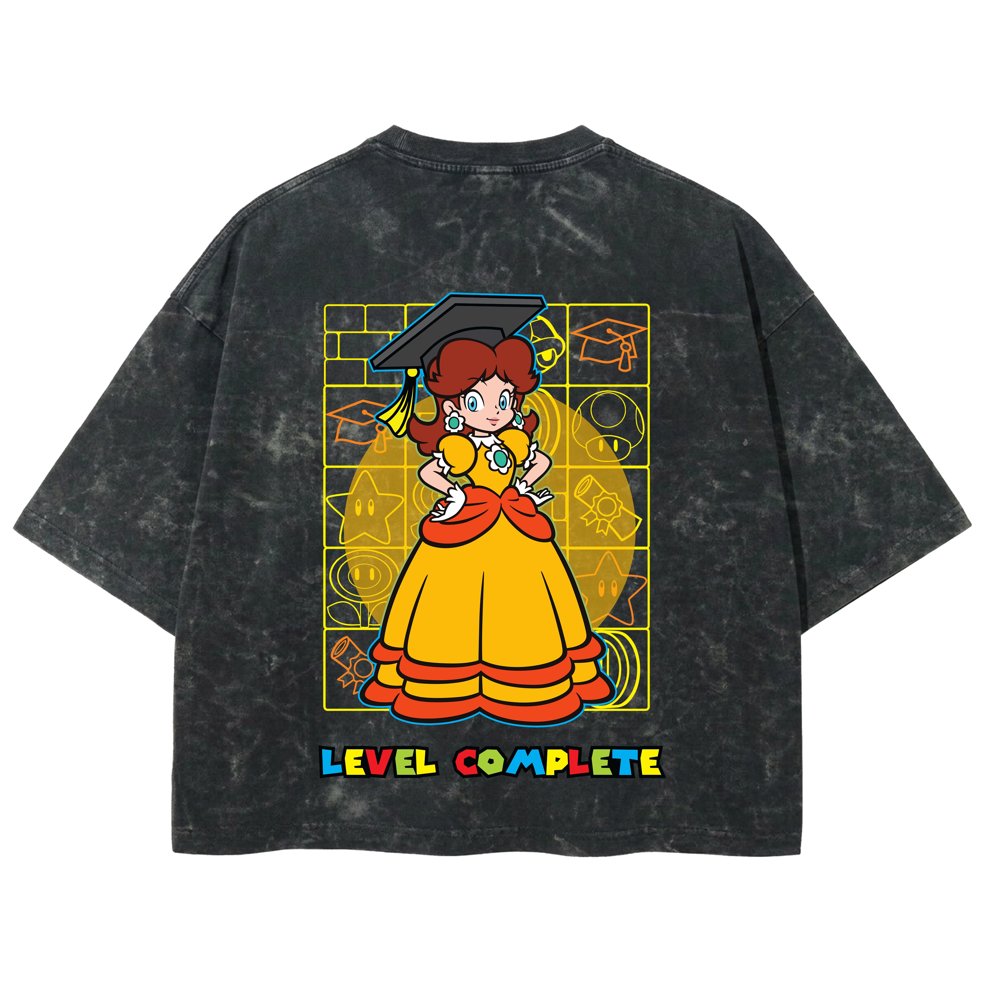 Playera streetwear premium de anime y gaming ExtraLife MX, corte boxy deluxe mineral wash heavyweight en color Acid Wash, moda urbana mexicana de culto.