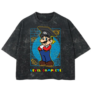 Playera streetwear premium de anime y gaming ExtraLife MX, corte boxy deluxe mineral wash heavyweight en color Acid Wash, moda urbana mexicana de culto.