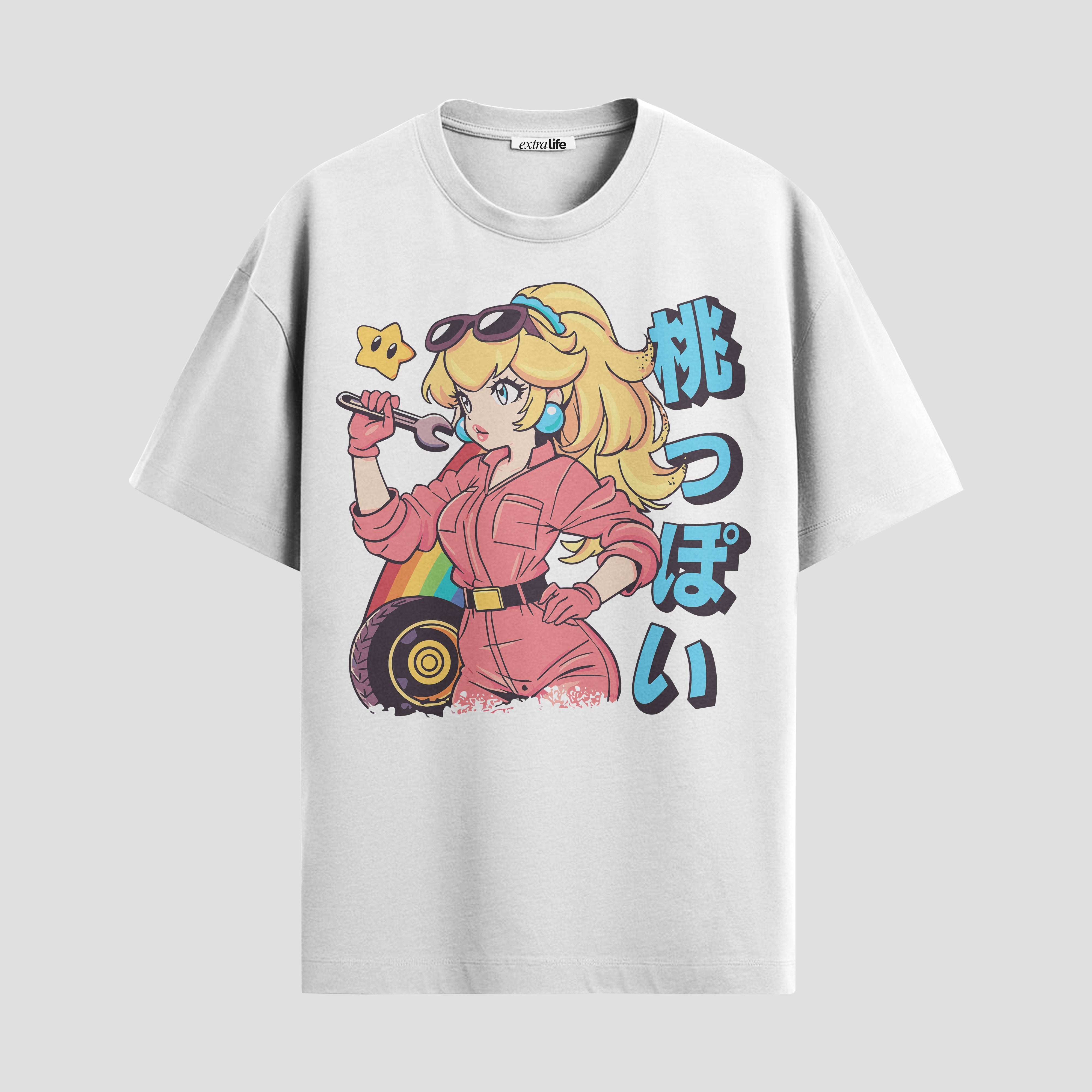 Playera urbana de anime y gaming ExtraLife MX, corte Standard Fit unisex ligero y transpirable en color Deep Black y Pure White, ropa de uso diario para gym y casual.