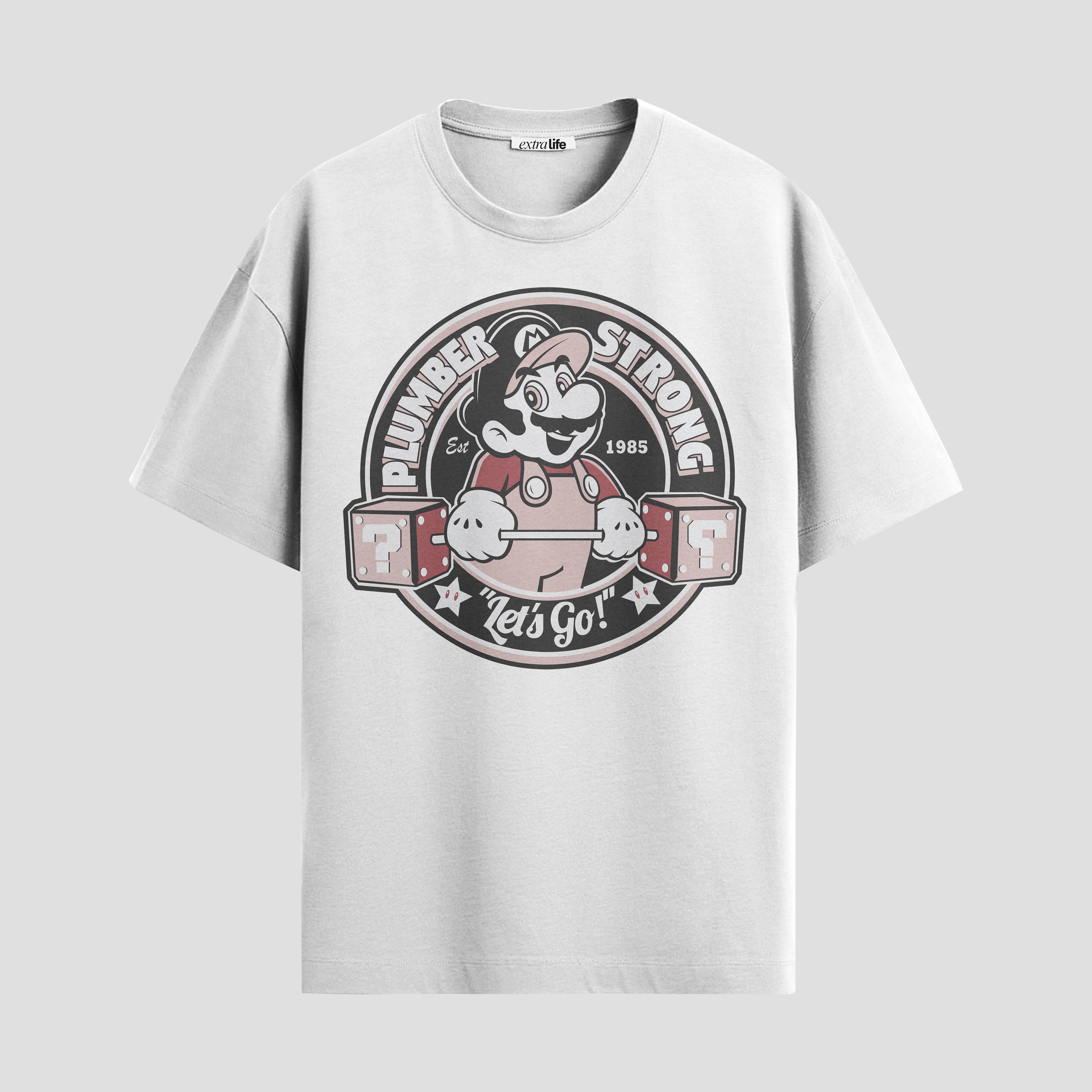 Playera urbana de anime y gaming ExtraLife MX, corte Standard Fit unisex ligero y transpirable en color Deep Black y Pure White, ropa de uso diario para gym y casual.